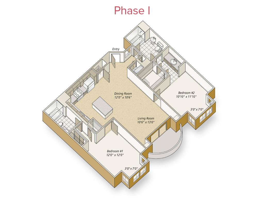2 beds |  2 baths |  "apartment"
